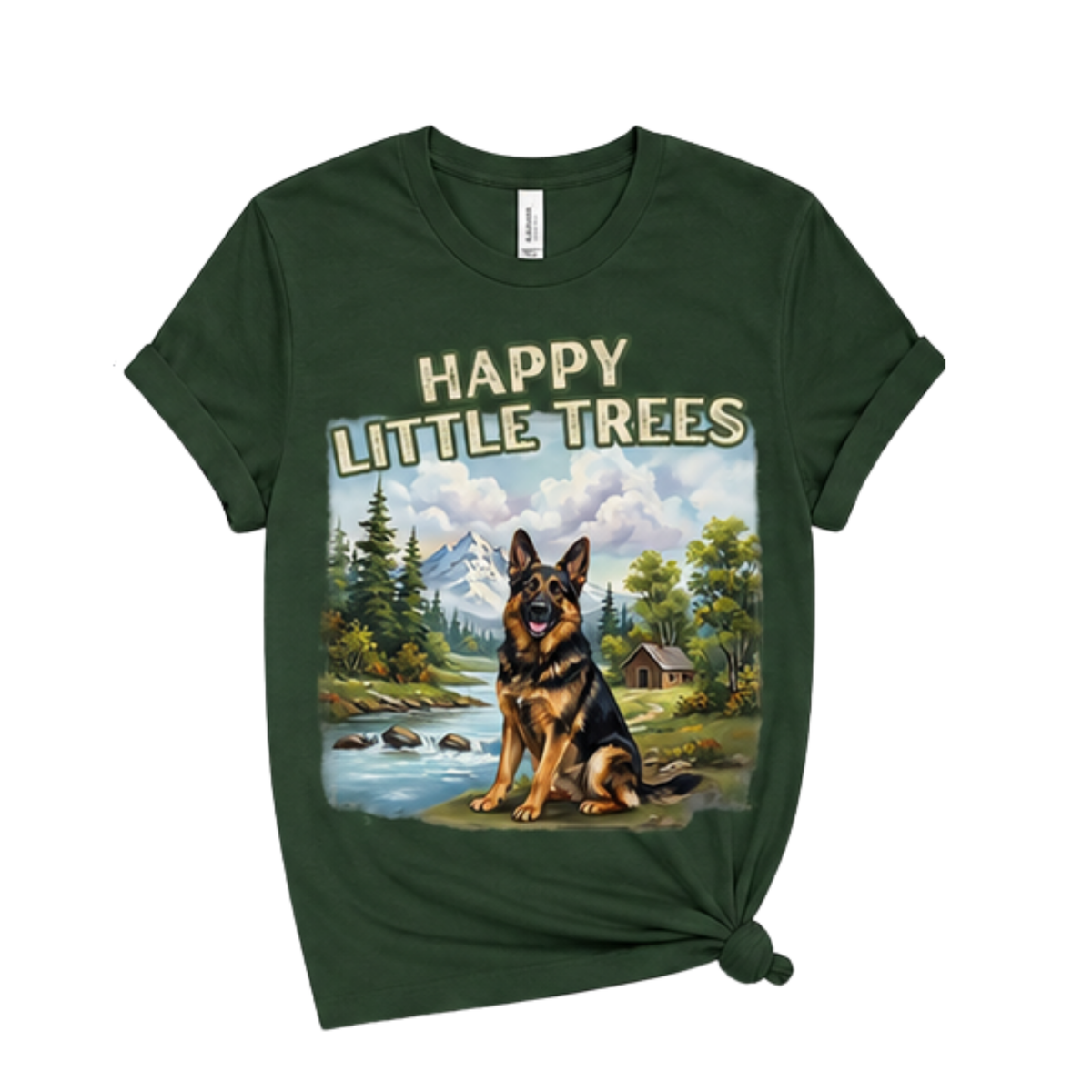 Happy Little Trees German Shepherd Shirt | Dog Lover Outdoor Graphic Tee