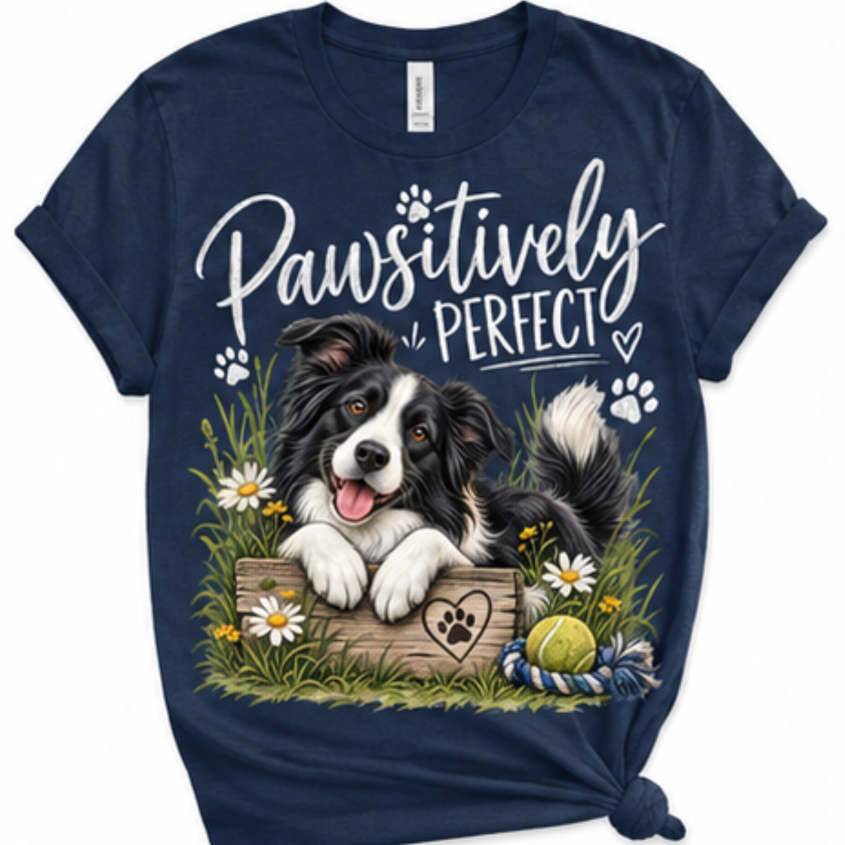 Pawsitively Perfect Border Collie Graphic T-Shirt