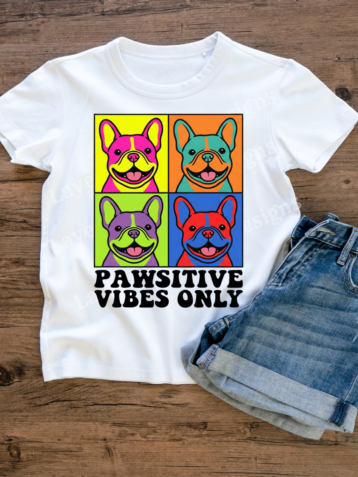 Pop Art Pug: "Pawsitive Vibes Only" Tee