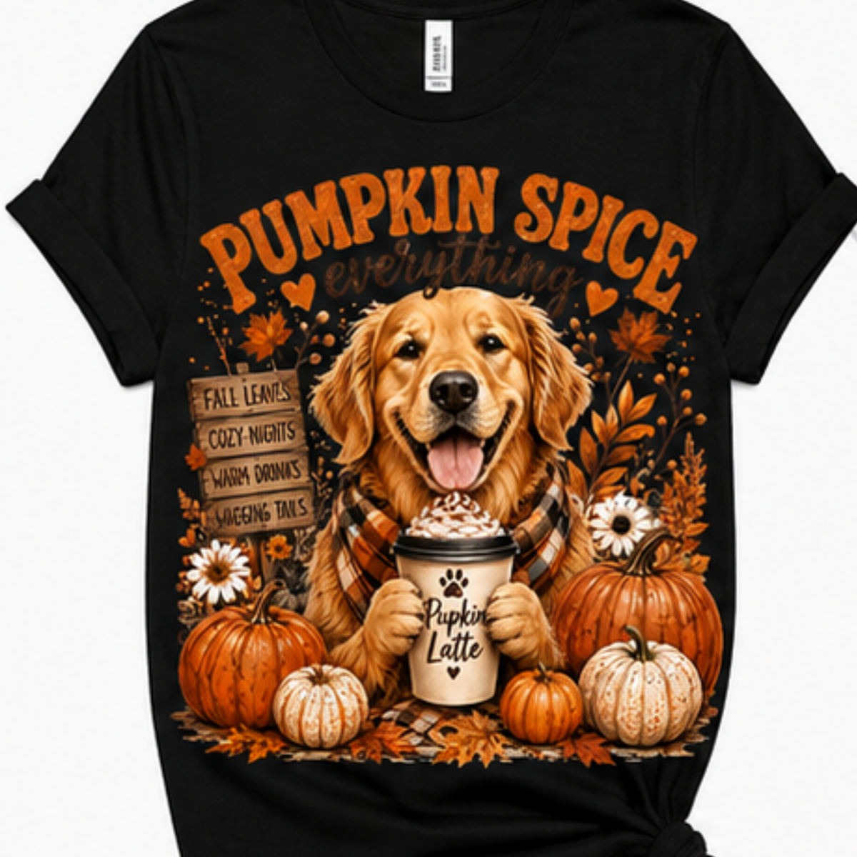 Pumpkin Spice Everything Golden Retriever Fall T-Shirt