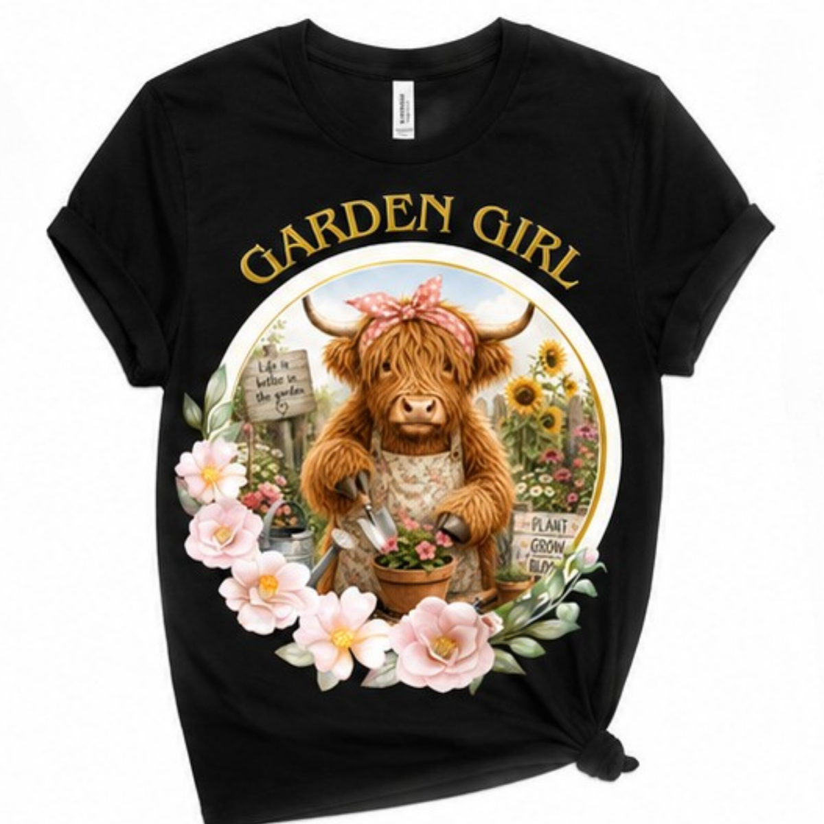 Garden Girl Highland Cow Shirt | Gardening Graphic Tee