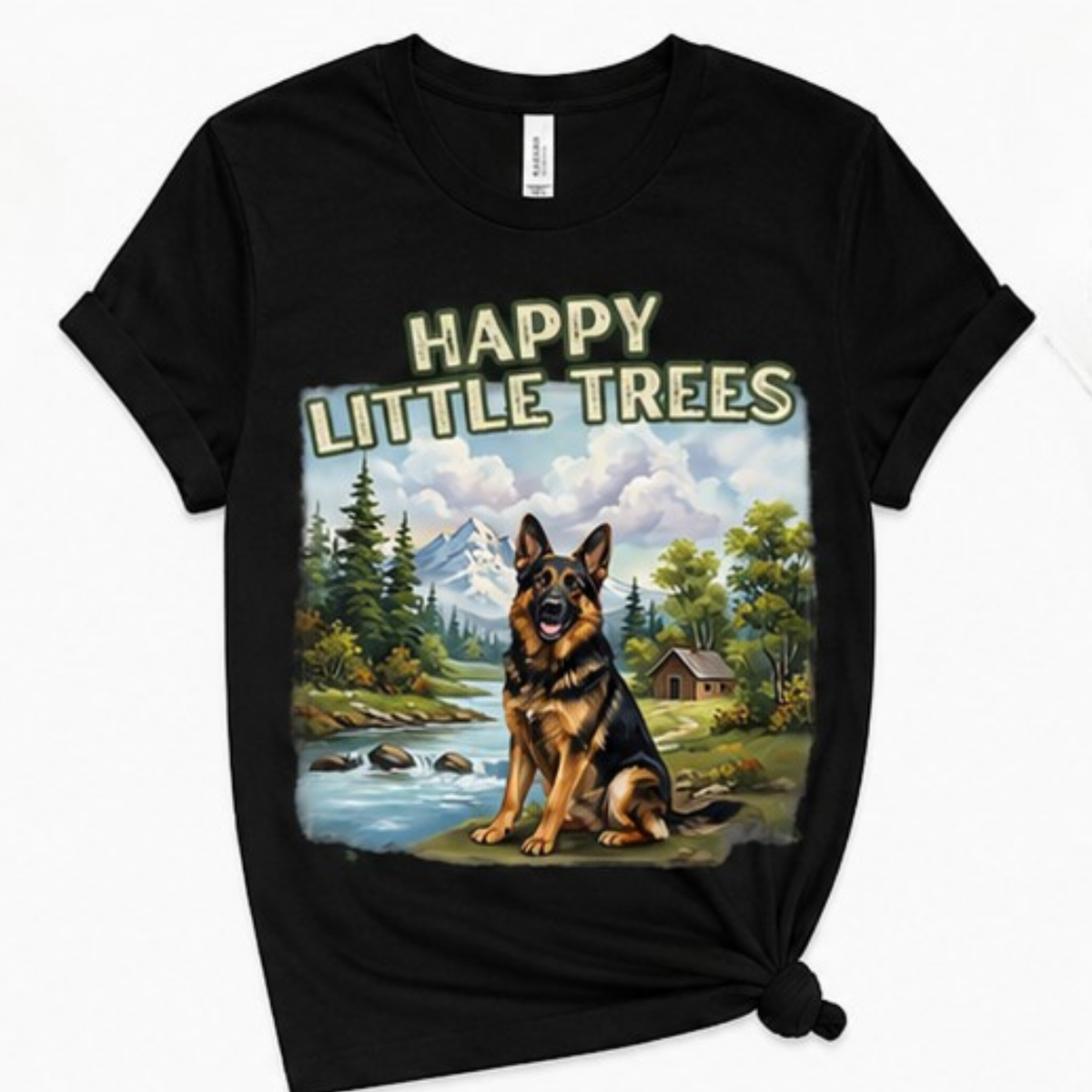 Happy Little Trees German Shepherd Shirt | Dog Lover Outdoor Graphic Tee