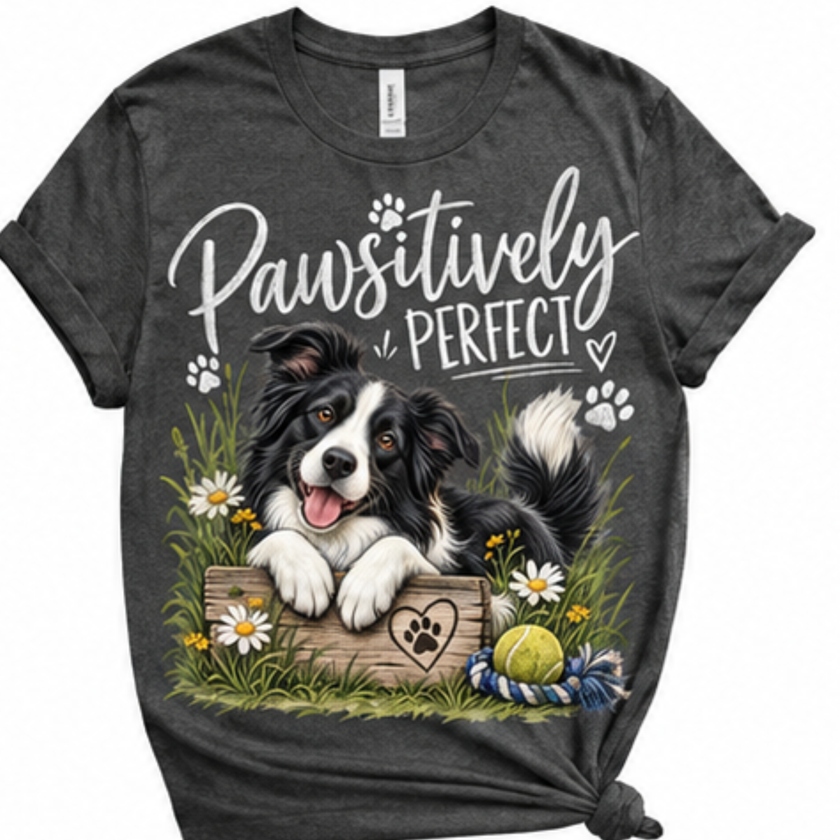 Pawsitively Perfect Border Collie Graphic T-Shirt