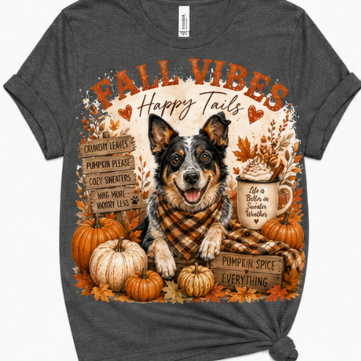 Fall Vibes Happy Tails Dog Lover T-Shirt