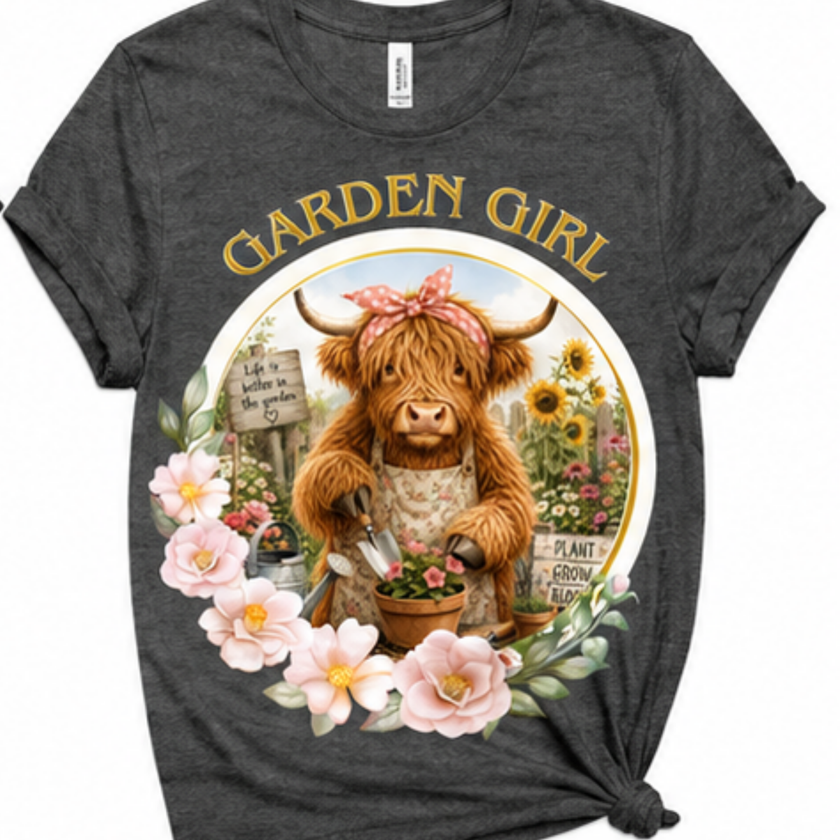 Garden Girl Highland Cow Shirt | Gardening Graphic Tee