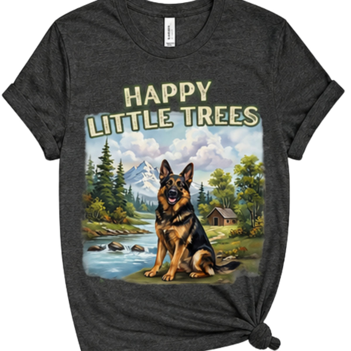 Happy Little Trees German Shepherd Shirt | Dog Lover Outdoor Graphic Tee
