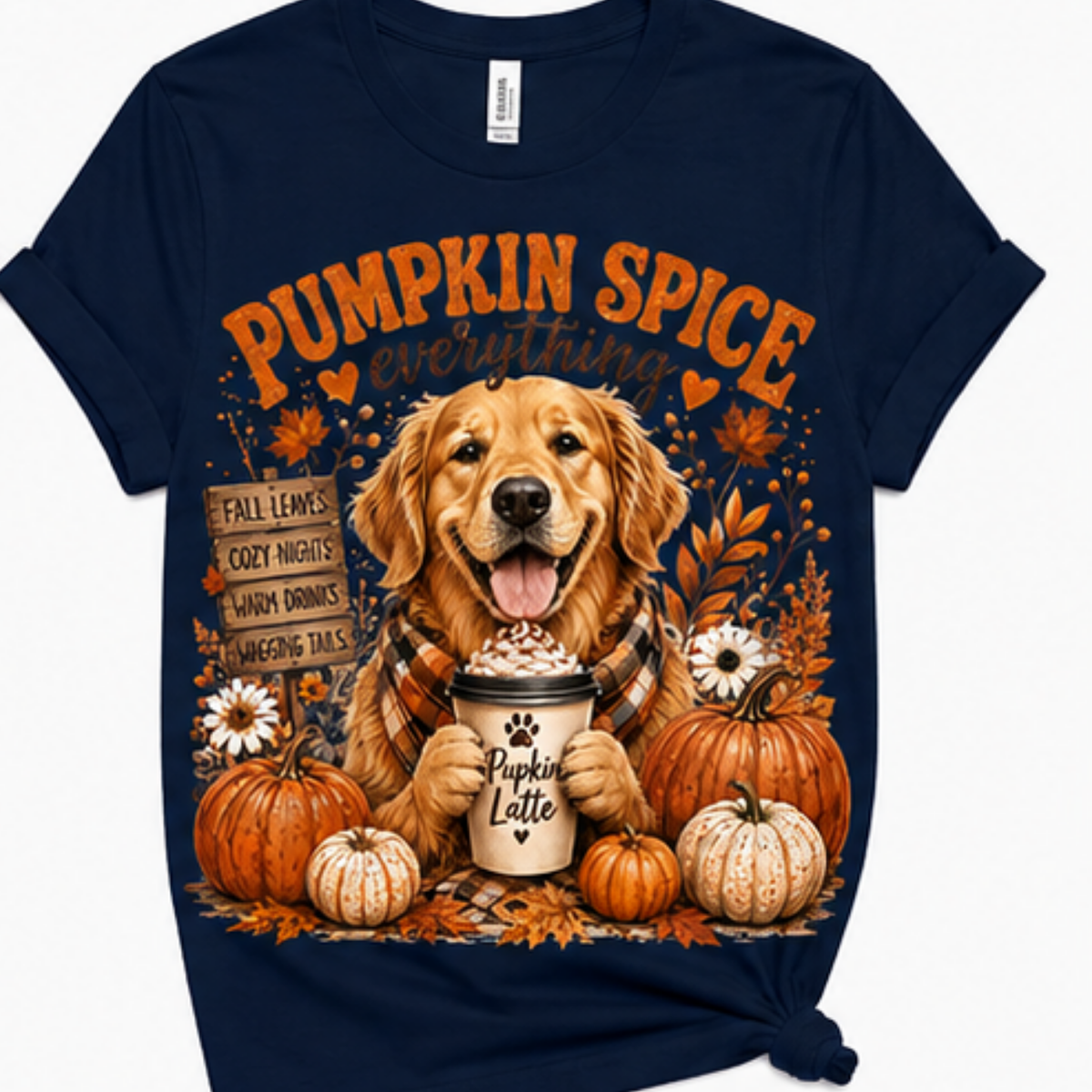 Pumpkin Spice Everything Golden Retriever Fall T-Shirt