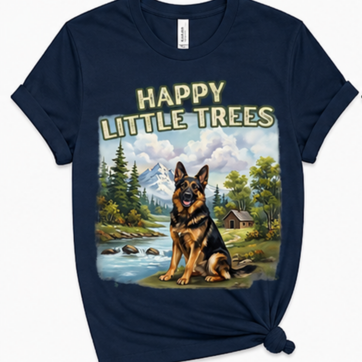 Happy Little Trees German Shepherd Shirt | Dog Lover Outdoor Graphic Tee