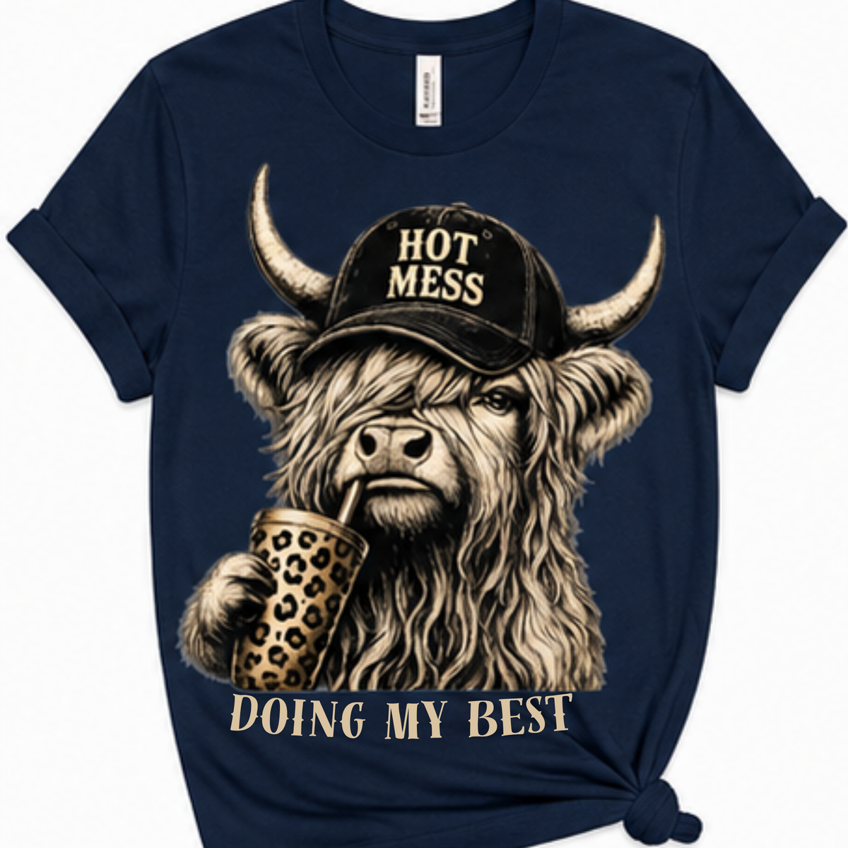 Hot Mess Highland Cow Shirt | Funny Cow Graphic Tee