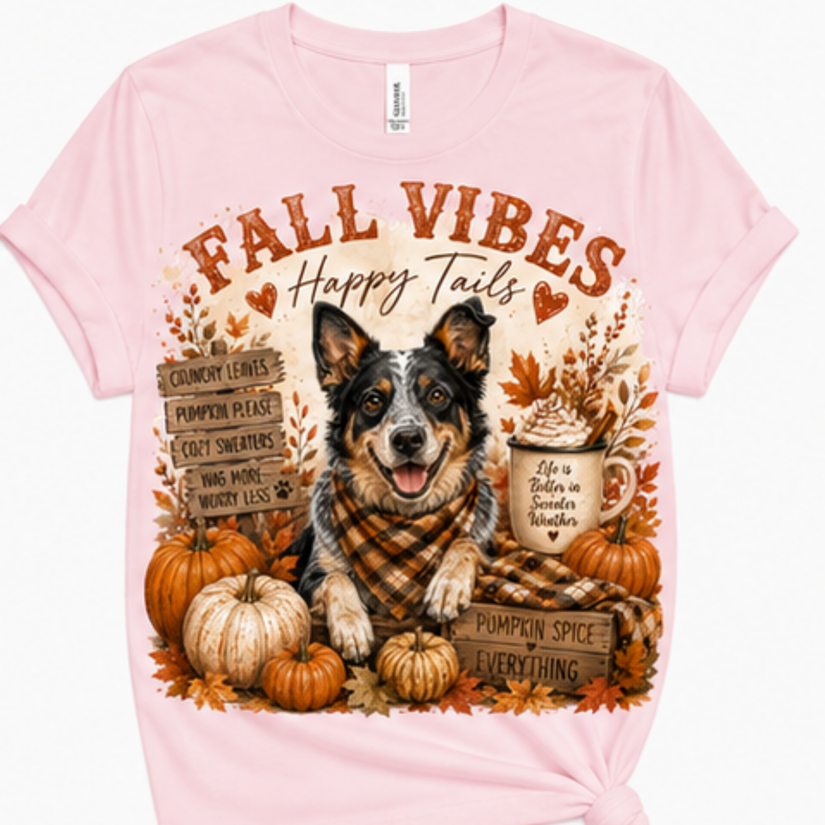 Fall Vibes Happy Tails Dog Lover T-Shirt