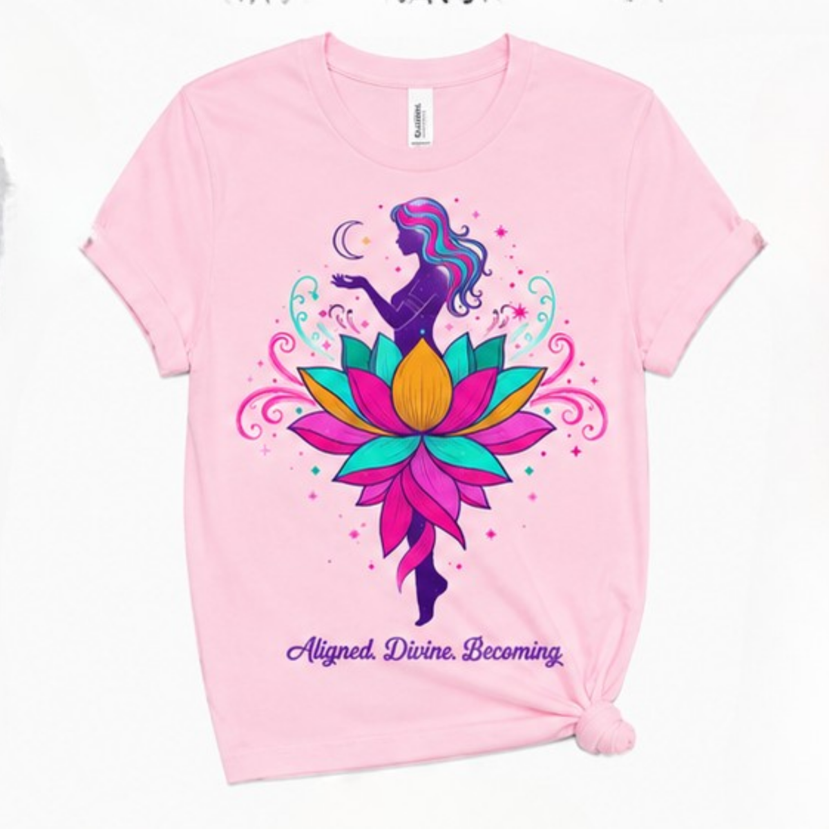 Aligned. Divine. Becoming. Lotus Spiritual Graphic T-Shirt