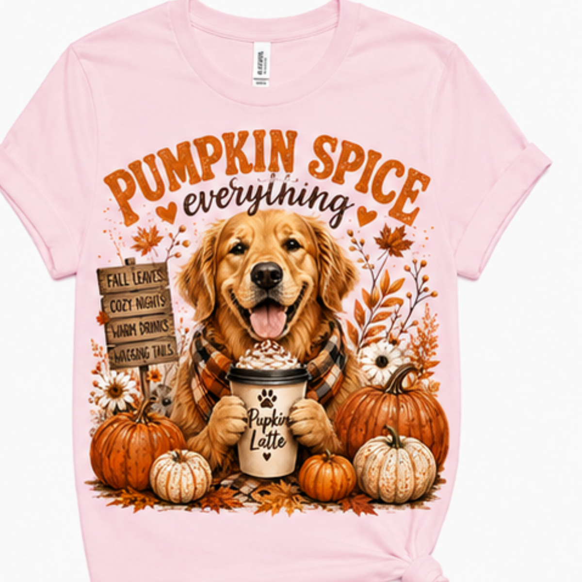 Pumpkin Spice Everything Golden Retriever Fall T-Shirt