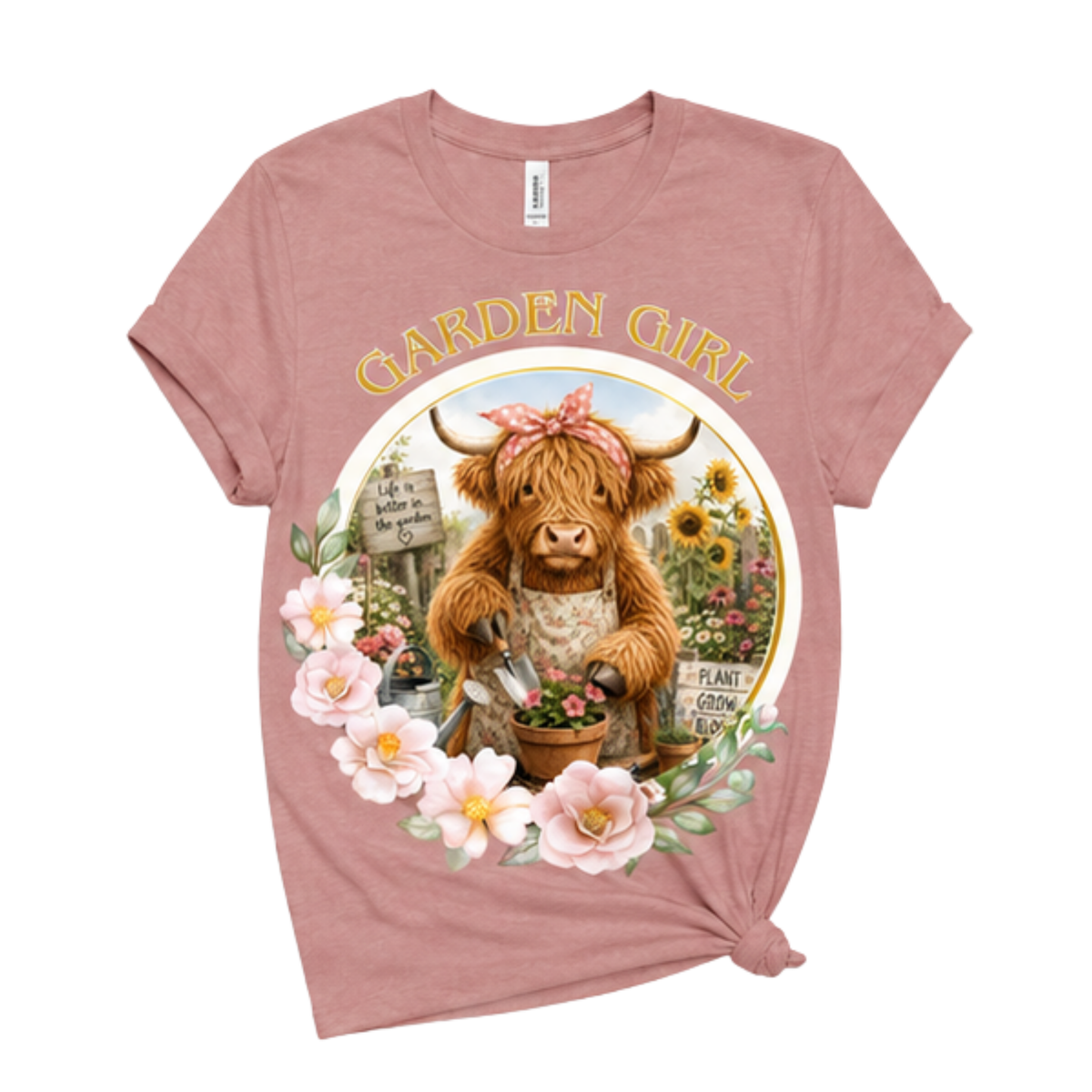 Garden Girl Highland Cow Shirt | Gardening Graphic Tee