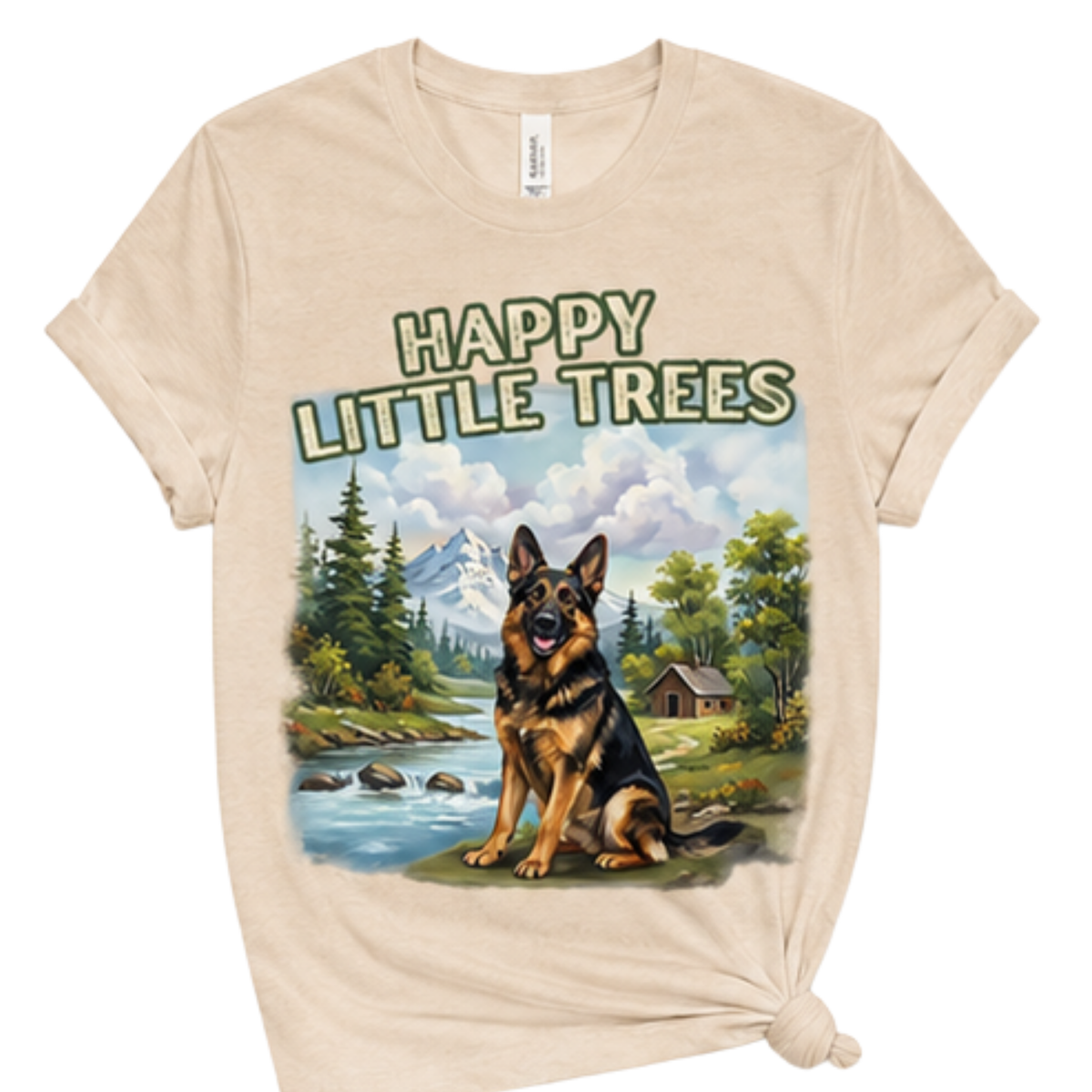 Happy Little Trees German Shepherd Shirt | Dog Lover Outdoor Graphic Tee