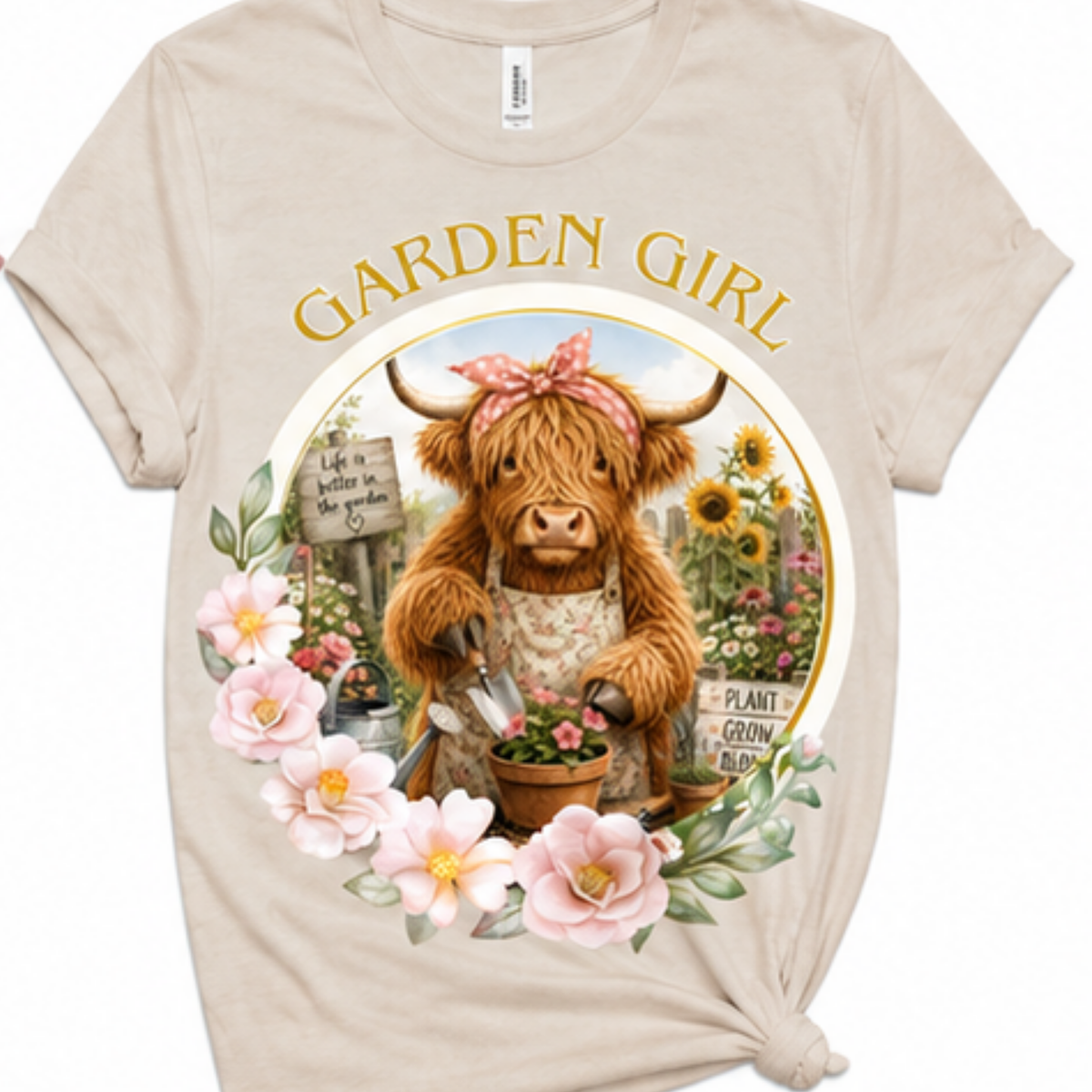 Garden Girl Highland Cow Shirt | Gardening Graphic Tee