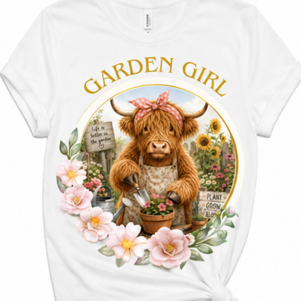 Garden Girl Highland Cow Shirt | Gardening Graphic Tee
