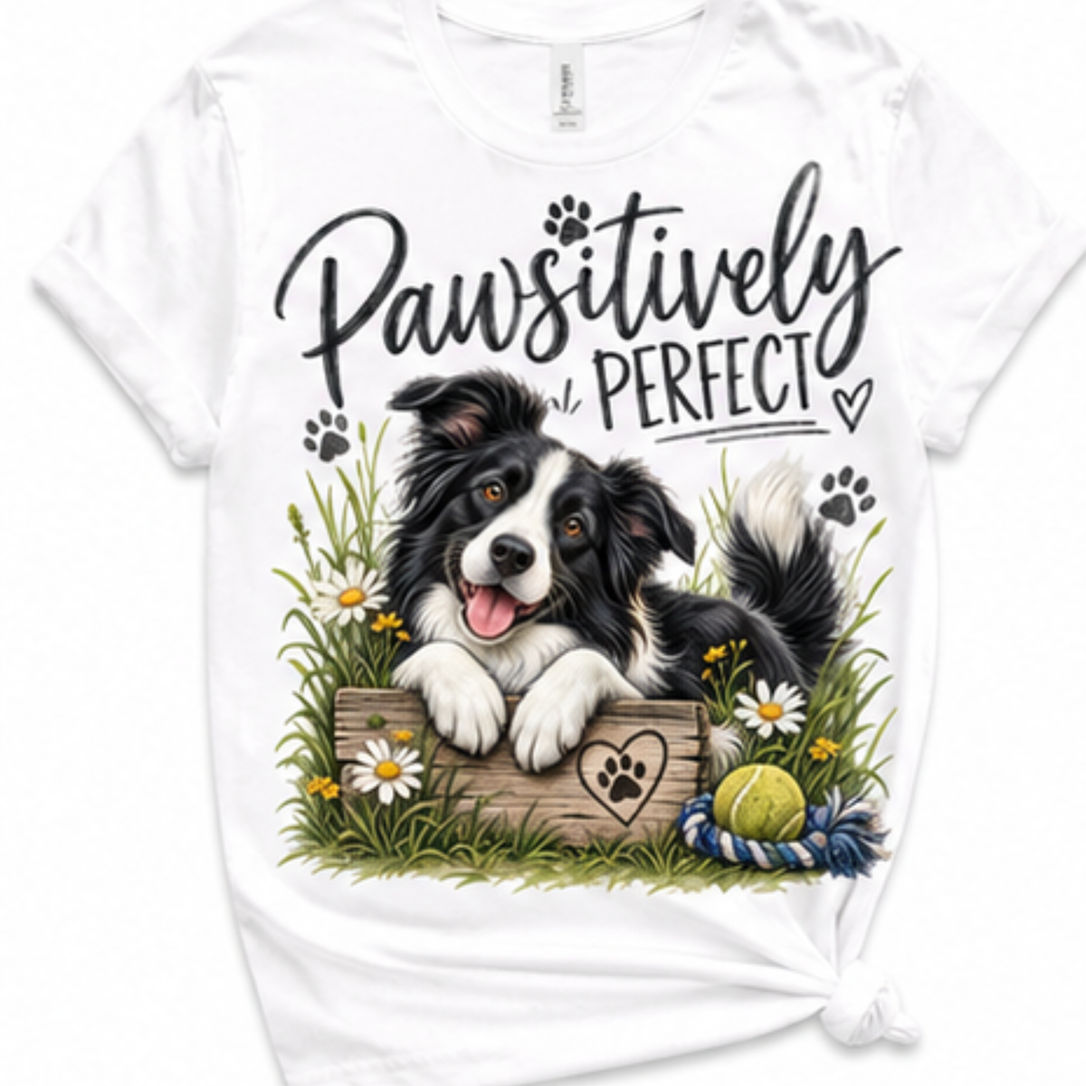 Pawsitively Perfect Border Collie Graphic T-Shirt