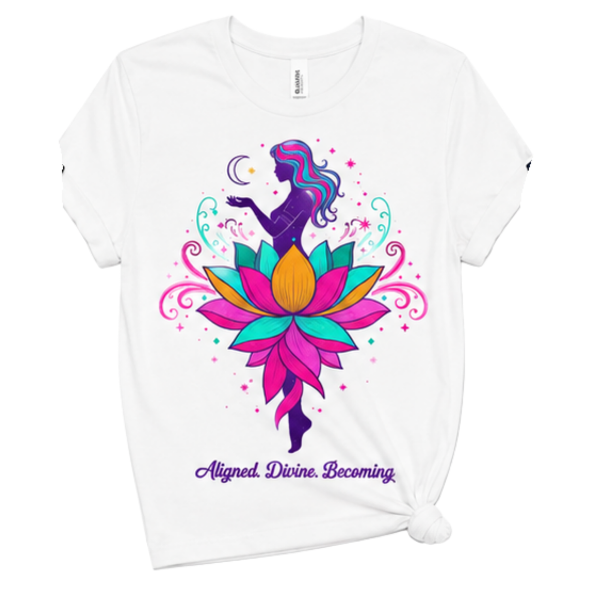 Aligned. Divine. Becoming. Lotus Spiritual Graphic T-Shirt