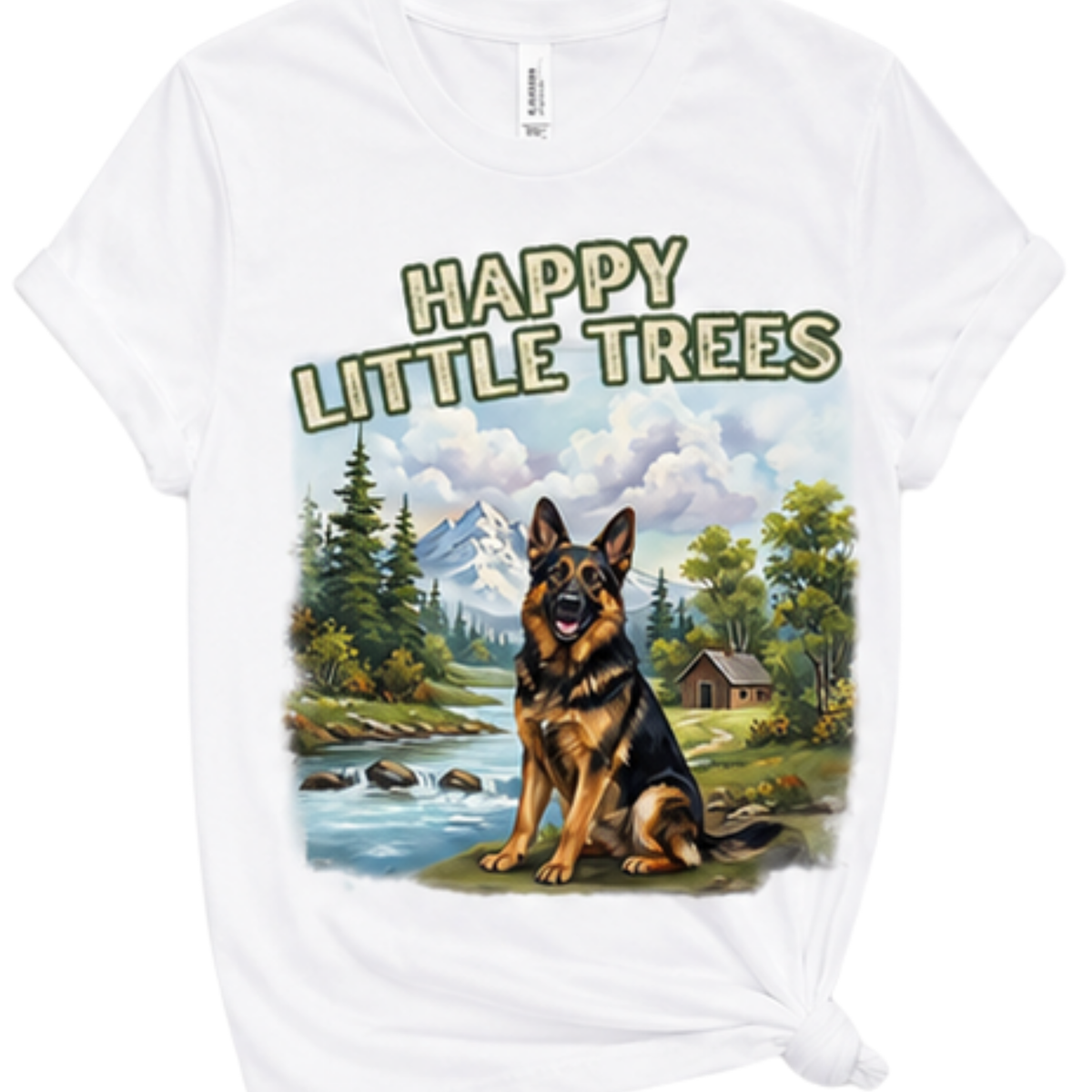 Happy Little Trees German Shepherd Shirt | Dog Lover Outdoor Graphic Tee