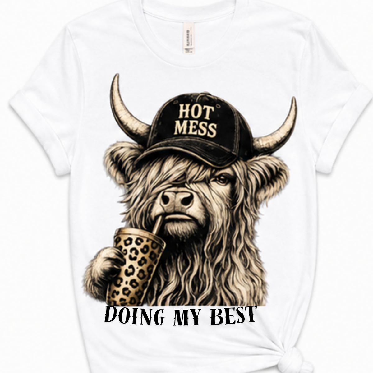 Hot Mess Highland Cow Shirt | Funny Cow Graphic Tee