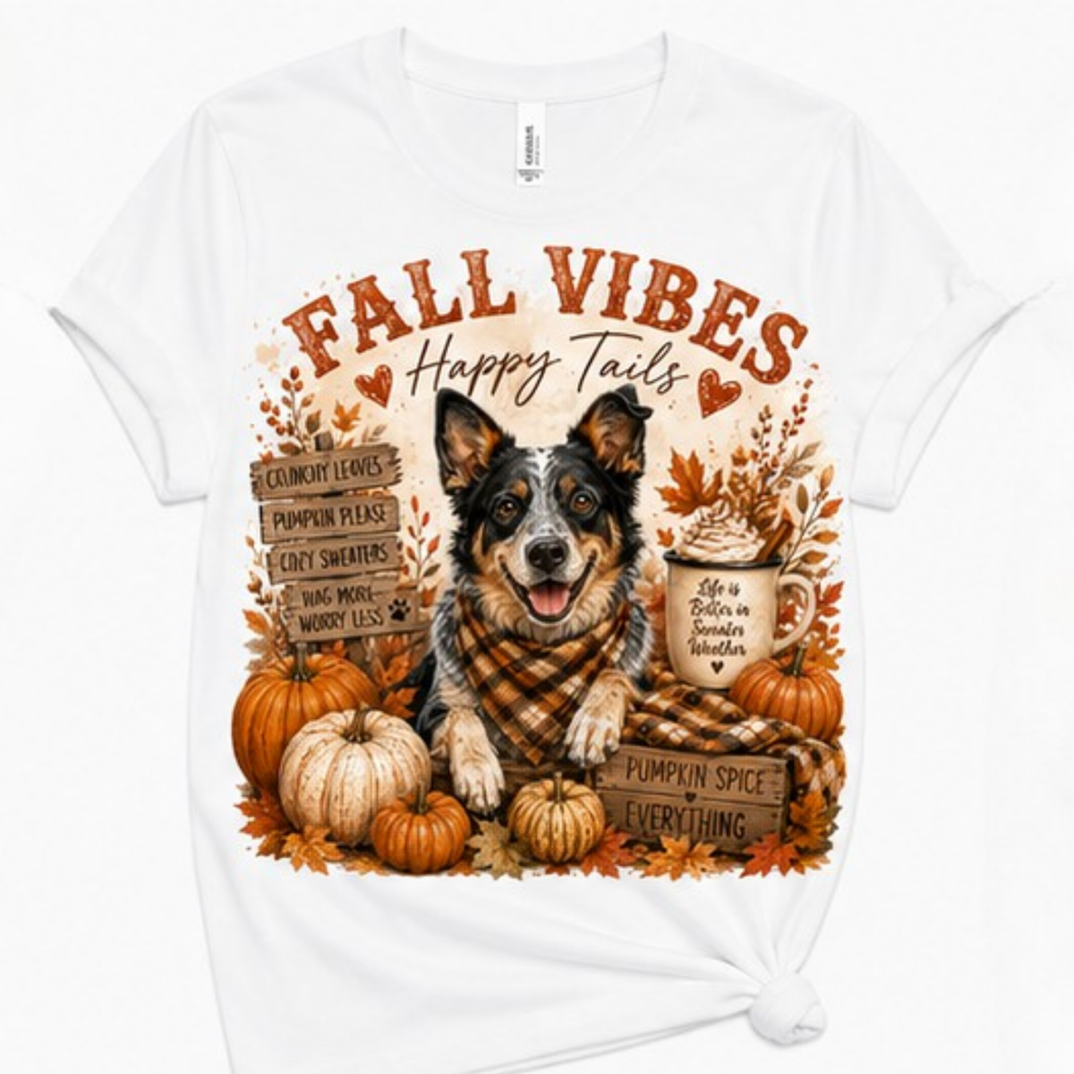 Fall Vibes Happy Tails Dog Lover T-Shirt